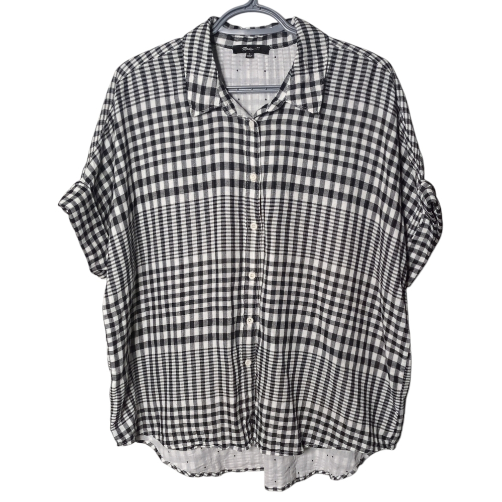 Madewell Black and White Gingham Button Down Shirt